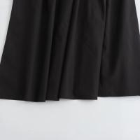 Falda Larga A-Line Mooyufon Para Mujer Negro Vintage Chic Cintura Alta Pliegues Anchos Swing Moda Primavera Elegante Casual Polyester - details 7