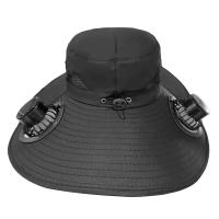 Sombrero de pesca con protección UV y ventilador solar de ala ancha, verano con 2 ventiladores extraíbles, sombrero con visera para deportes de playa al aire libre - details 5