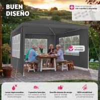 Carpa de Fiesta Robusta Panel Lateral de 3x3m Pabiloncito de Jardín Impermeable con Ventanas - details 4