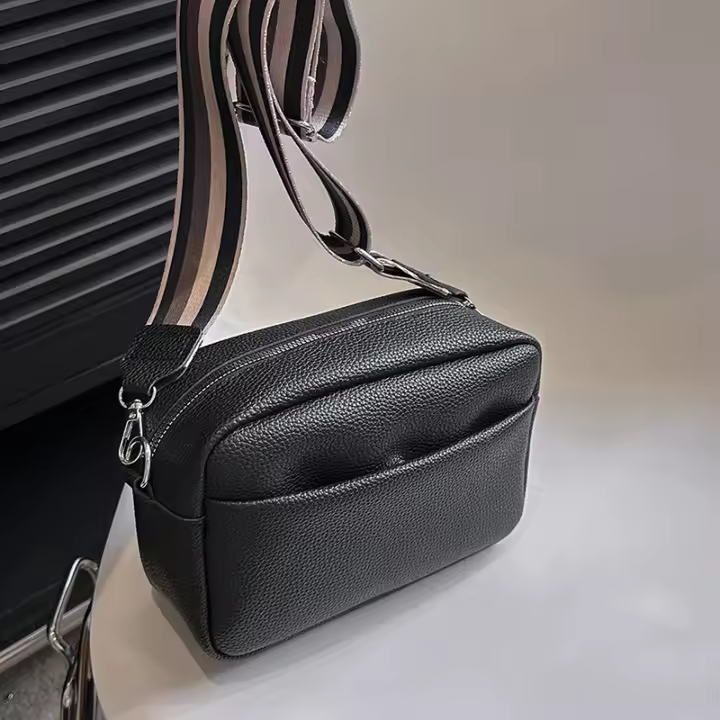 Bandolera de Color Liso para Mujer, Bolso de hombro ancho con Correa, Cuadrado Pequeño, Retro, informal, sencillo, 2023 - 1