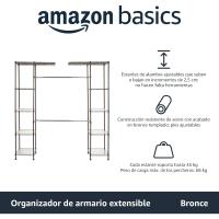 Sistema organizador de armario extensible, 57-80''L x 14''W x 72''H, Bronce - details 1