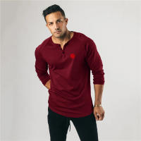 Black Slim Fitting T-shirt Top Simple Casual American Tough Guy Fitness Long Sleeve - details 21