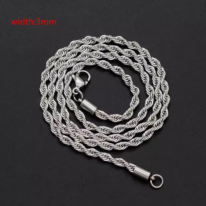 Collar de Cadena de Acero Inoxidable Estilo Clásico para Hombres y Mujeres Ancho de 2/3/4/5MM - 1
