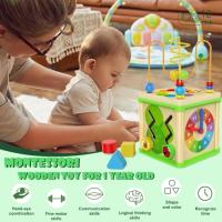 Juguetes Montessori para niño y niña de 1 año, Cubo de actividades de madera, regalo para niña de 1 año, juguetes educativos - details 1