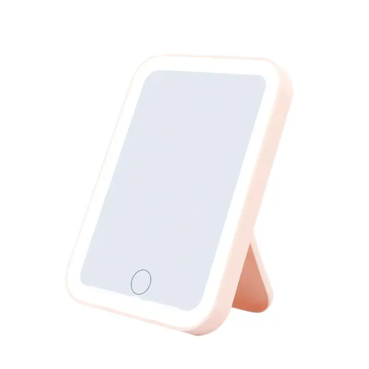 Espejo de maquillaje Led con pantalla táctil, 3 modos de luz, soporte portátil y espejo compacto plegable con aumento de 5x - 1