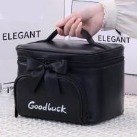Bolsa de almacenamiento de cosméticos de PU impermeable con cremallera, bolsa de maquillaje con lazo a prueba de polvo, bolsa de lavado multicompartimento de gran capacidad - details 1