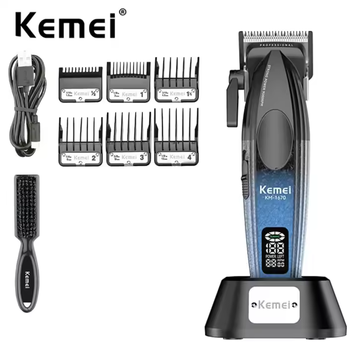 Kemei-cortadora de pelo profesional para hombre, maquinilla de cortar el pelo eléctrica, recargable, inalámbrica, 9000RPM - 1