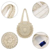 Bolso Redondo de la Paja Para Mujeres, Flores Grandes Durchb Raya Webart, Bandolera de Playa Ratán Para Estilo bohemio - details 1