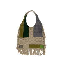 Bolso de un solo hombro tejido con borlas y patchwork, bolso - details 4