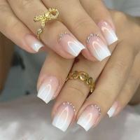 24 UDS blanco simple francés conjunto cabeza cuadrada falsa prensa corta en uñas - details 1