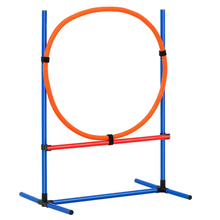 SucceBuy Equipo de entrenamiento de agilidad para perros, obstáculos altos ajustables y anillo de salto, kit de inicio de carrera de obstáculos para cachorros con bolsa de almacenamiento para patio trasero, interior y exterior - 1
