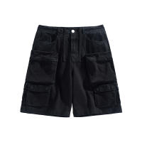 Pantalones cortos de algodón puro de verano para hombre, pantalones cortos cómodos y transpirables con múltiples bolsillos, pantalones cortos Cargo con movimiento, nuevos pantalones cortos de mezclilla de moda sólida para hombre - details 4