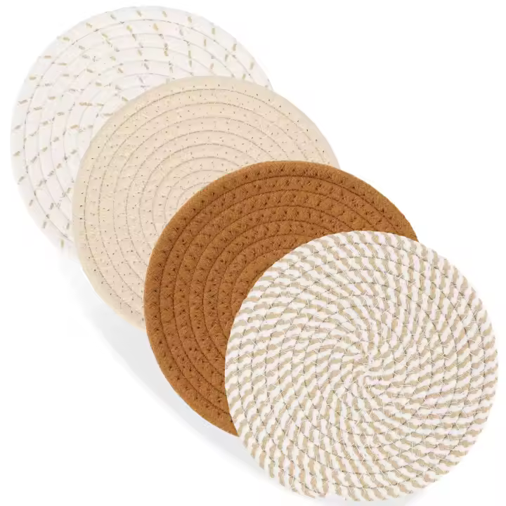 Remaches de 7 pulgadas para platos calientes, ollas y sartenes calientes, 4 almohadillas calientes resistentes al calor, soportes para ollas para encimeras de cocina, Mesa - 1