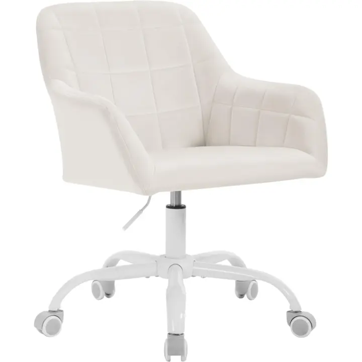 Ergonómica de Estudio, Altura Ajustable, para Oficina y Dormitorio, Terciopelo, Crema+Blanco, BS165cm - 1