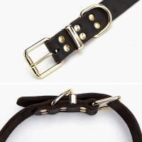 marrón cuero genuino estilo clásico Collar de perro resistente ustable para razas pequeñas, medianas y grandes - details 5