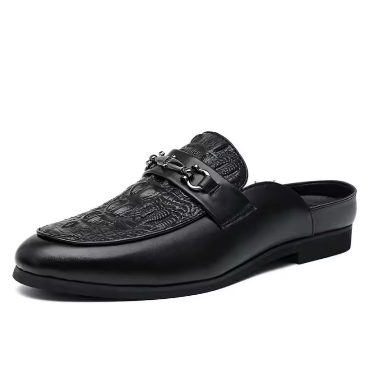 Nuevos zapatos casuales de moda para hombre hechos de piel de cocodrilo Elish, mula, suela de goma antideslizante, flexibles y transpirables para - 1