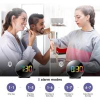 Reloj despertador digital L, pantalla curva HD colorida, alimentación por batería/USB, brillo ustable en 4 niveles. - details 1