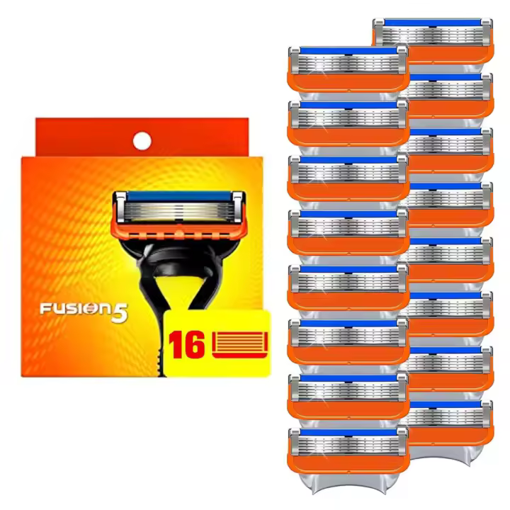 Recambios de cuchillas de afeitar Fusion 5 de 16 unidades, un afeitado más cómodo para hombres, nueva versión naranja - 1
