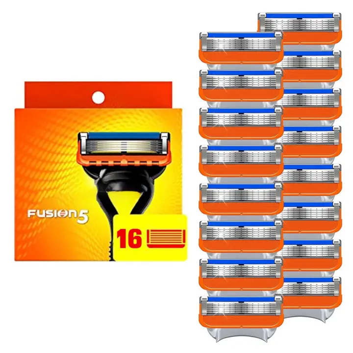 Recambios de cuchillas de afeitar Fusion 5 de 16 unidades, un afeitado más cómodo para hombres, nueva versión naranja - 1