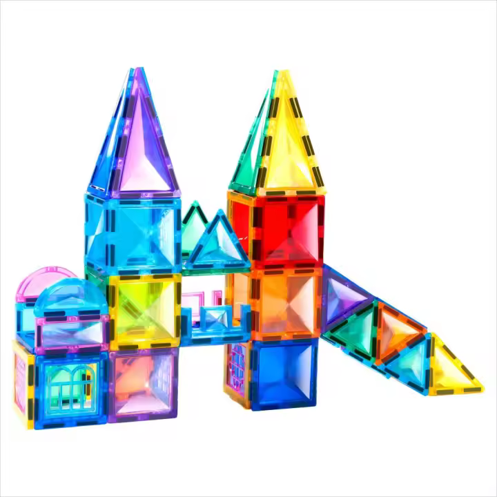 Bloques de construcción magnéticos Montessori para niños, juego de apilamiento educativo, azulejos magnéticos, construcción sensorial, regalos para niños, 45 piezas - 1