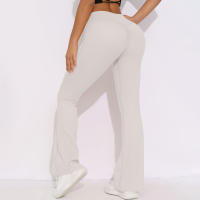 Mallas de Yoga a prueba de sentadillas para mujer, pantalones de Yoga de cintura alta, levantamiento de glúteos, pantalones de tiburón Micro acampanados, pantalones de Yoga ajustados de cintura alta - details 2