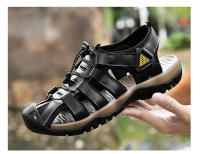 Sandalias de piel auténtica para hombre, zapatos informales para la playa, calzado deportivo antideslizante para exteriores, zapatos romanos de talla grande 38-48 - details 12