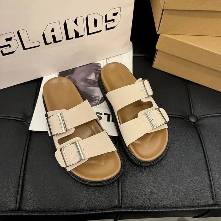 Zapatillas de suela gruesa con correa abierta para mujer, sandalias antideslizantes de playa al aire libre de verano - 1
