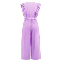 Monos de Cintura Alta para Mujer 2024 Estilo Sexy y Delgado con Cuello en V con Falda Ancha y Pantalones Material de Poliéster Para Primavera/Verano - details 4