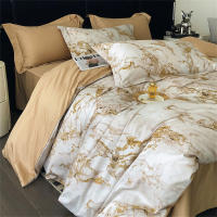 Svetanya Juego de Ropa de Cama con Diseño Floral Pastoral en Amarillo y Morado Tamaño Queen y King Algodón Egipcio Ajustable - details 20
