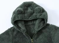 Abrigo con capucha de lana para niños, abrigo con cremallera de color sólido, ropa de invierno para niños - details 20