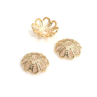 50 Uds. De cuentas redondas de latón de Color dorado de 18K, tapas de hojas de árbol y flores, suministros para hacer cuentas de joyería, accesorios Diy - details 39