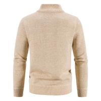 Suéter de punto con cuello abierto para hombre, abrigo de lana con cremallera de Color sólido adelgazante, Top para hombre - details 17