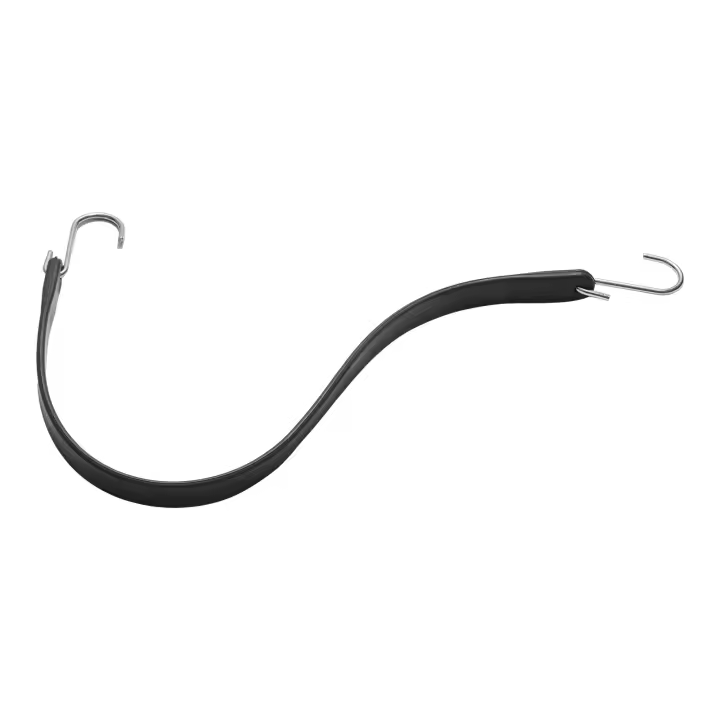 SucceBuy Cordón elástico plano de 50 piezas, 19,8 mm resistente con ganchos en S de acero, cuerda elástica de 21", para carga, lonas, camiones, negro - 1