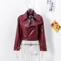 Chaqueta de Cuero Casual para Mujer Manga Larga, Pecho Ancho, Cinturón, Moda Otoño 2024 - details 7