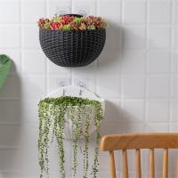 Maceta de plástico colgante para balcón grande, maceta de ratán para flores suculentas, color blanco - details 4