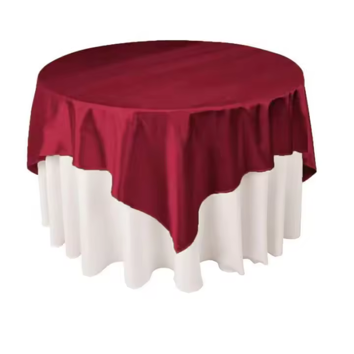 Mantel de Satén con Overlay Paño de Poliéster Lavable para Bodas, Fiestas y Banquetes 90x90“ - 1