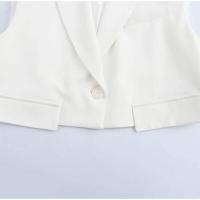 OUWU-Novedad de pantalones largos blancos Wo, Chaqueta corta sin mangas con solapa, Tops, Pantalones de pierna ancha, Conjuntos de 2 piezas, Tres conjuntos elegantes para - details 6