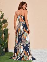 Vestido con tirantes sin espalda y separación de muslos con estampado tropical 2025 - details 15