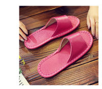 Casa antideslizante fondo suave salón de belleza piso de madera interior color sólido zapatillas de cuero para hombres y mujeres - details 25
