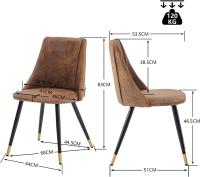Juego de 2 Sillas de Comedor Vintage Tapizadas en Gamuza con Patas Metálicas para Cocina/Salón - details 9