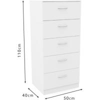 - Sinfonier 5 cajones guías metálicas, cómoda Dormitorio, Altura 110cm. (Roble) - details 2