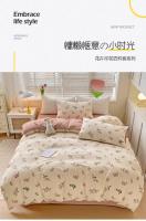 Juego de cama: Sábana ajustable de algodón lavado puro de cuatro piezas, funda de edredón, juego de tres piezas de cama individual para dormitorio de estudiantes: Sábana, funda, - details 4