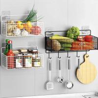Cesta de hierro, estante para champú en polvo para pared de baño, orificio perforador, colgador de condimentos de cocina - details 1