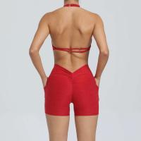 Traje de entrenamiento de gimnasia reforzado deportivo para mujer, ropa deportiva para mujer, traje de yoga rosa, verde y rojo 2024 - details 9