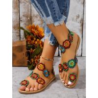 Sandalias de moda con flores de imitación bordadas - details 4