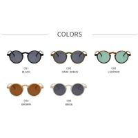 Gafas de Sol Redondas Pequeñas para Mujer Gafas de Sol Marrones de Diseñador Vintage con Montura Redonda y Remaches - details 2