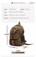 Mochila vintage de lona para hombre, Bolsa Escolar de viaje de gran capacidad para ordenador portátil de 14 pulgadas, nueva moda - details 0