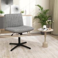 Silla Escritorio sin Brazos, Silla de Oficina con Tela de Lino, Mecedora 120 ° , Altura Ajustable, Silla Tocador con Piernas Cruzadas Estudio Dormitorio Oficina, 71 x 66 x 78-91,5 cm - details 1