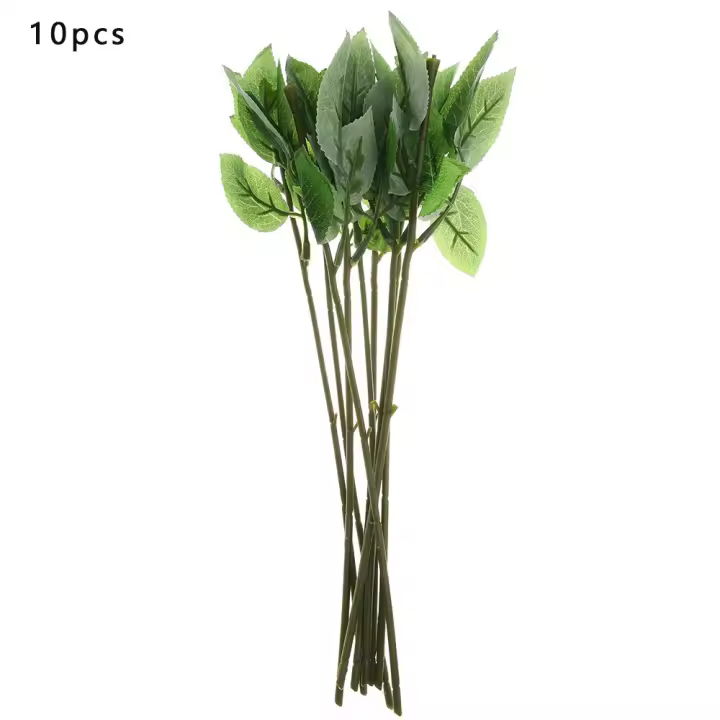 Tallo de plástico Artificial para sostener Flores, poste de flores con hojas falsas, accesorios de ramo, suministros de boda, bricolaje, 33cm - 1