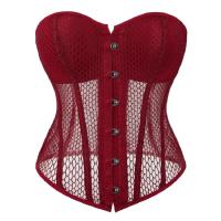 Corsé deshuesado de malla transparente con cordones para mujer, corpiño por encima del busto, lencería moldeadora, Top con corsé - details 0
